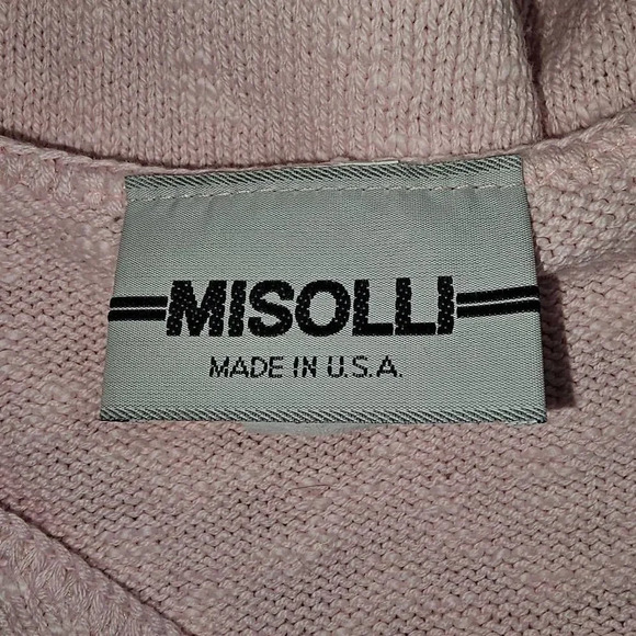 Vintage Misolli Womens Pink Knit V Neck Sweater Small - Picture 4 of 5